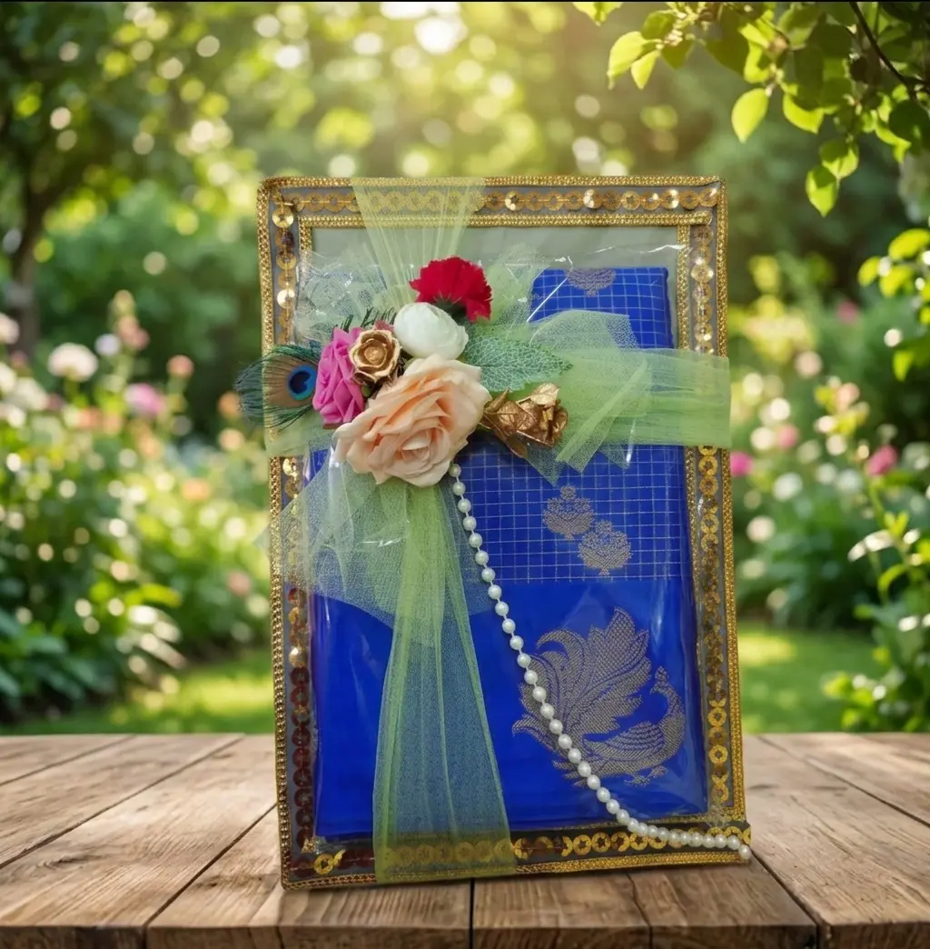 Premium Handloom Saree Gift Hamper with Decorative Packaging & Custom Message Card