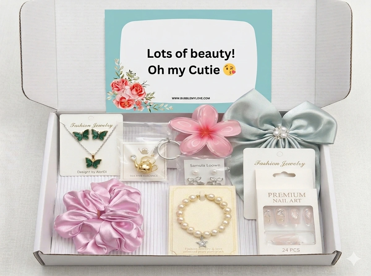 Premium Styling Gift Hamper for Women | Jewellery, Scrunchies, Nail Art, Keychain & Accessories Gift Box for Girlfriend, Wife, Sister
