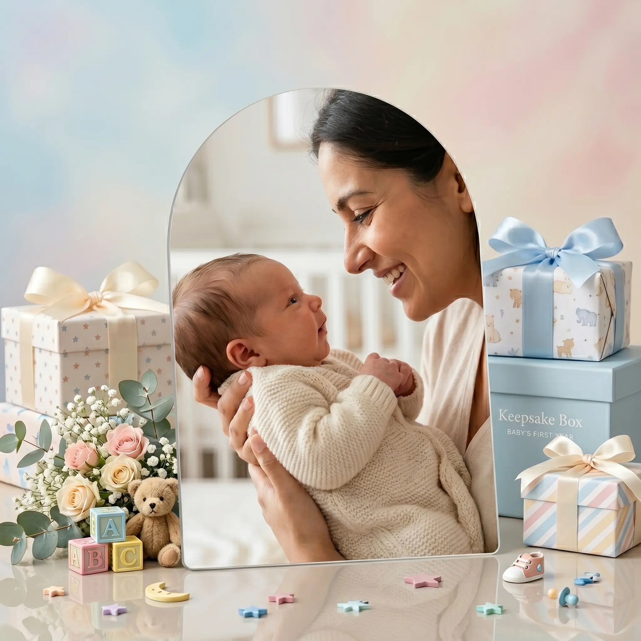 Personalized Glass Photo Frame (20 cm) – Baby Memory Edition 👶💙